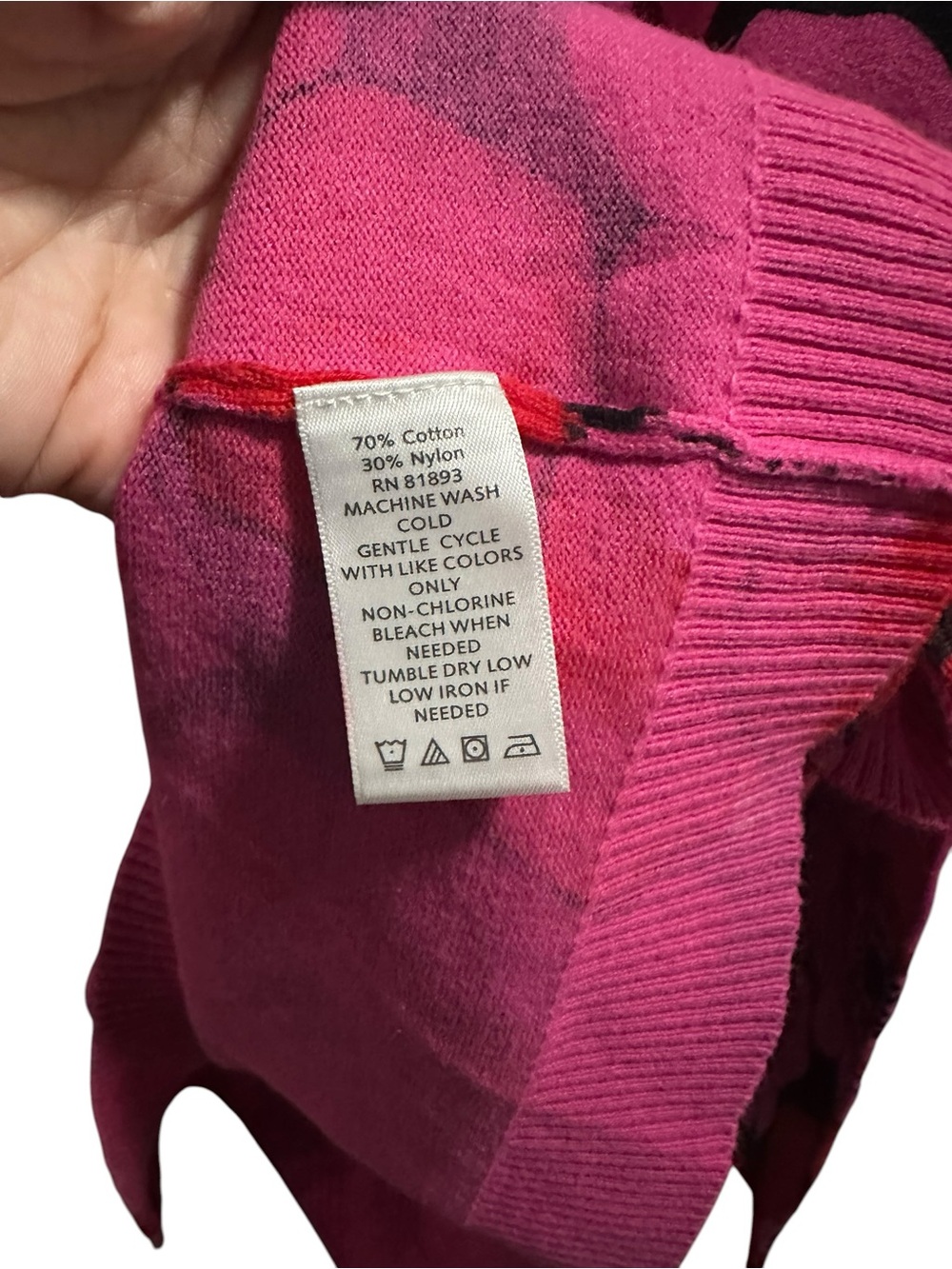 Isaac Mizrahi Vibrant Pink & Red Floral Long Sleeve Top - Picture 5 of 6